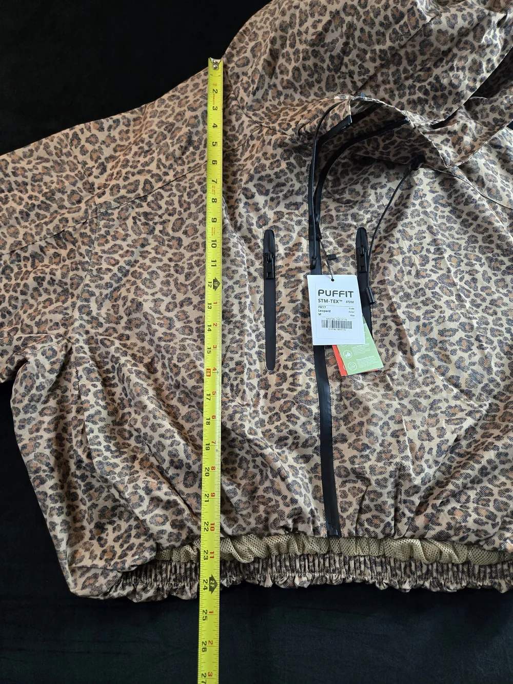 PUFFIT STM-TEX Leopard Print Short Oversized Rain Jacket Medium